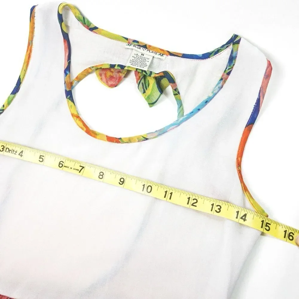 Blue Plate Floral Open Back Tank Dress Sz M - Picture 7 of 10